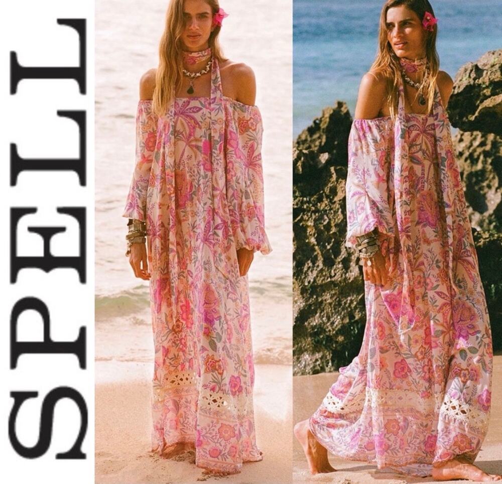 NWT Spell Mojave Lily Gown in Opal Size X Small Boho Queen Bohemian Goddess